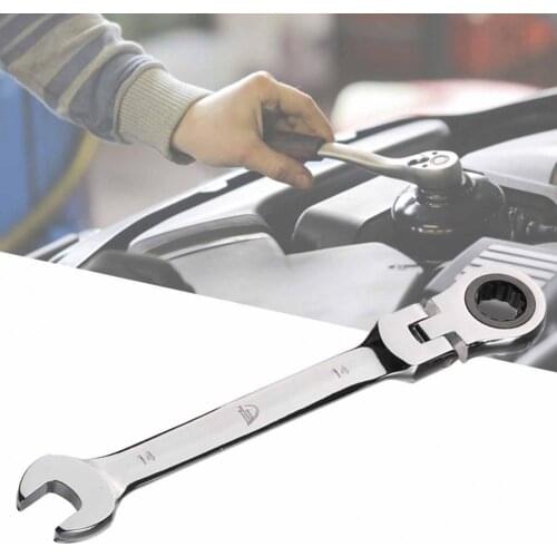 8-19mm Wrench Compact Adjustable Head 180-degree Rotary Professional 72-tooth Ratchet Spanner for Vehicle Maintenance