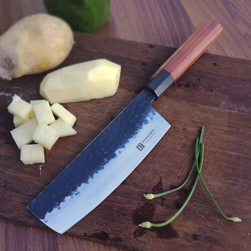 Kitchen Knife 7 Inch Cleaver Knife 5CR15 440C Forged 3-layer composite steel Stainless Steel Full Tang Chef Butcher Chopper Meat