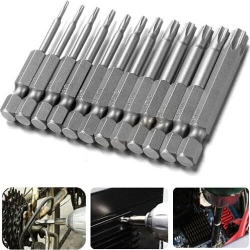 Magnetic Torx Head Screwdriver Bits Set 11pcs 100mm Hollow Screwdriver Bit Electric Hand Tools Durable 1/4" Hex Shank Drill Bits