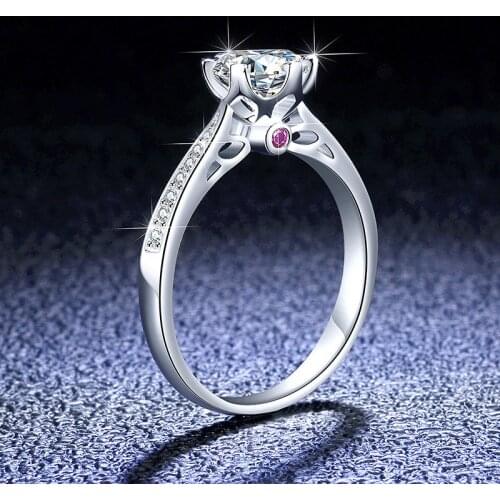 Silver Platinum 1 Carat Excellent Cut Diamond Test Passed D Color Good Clarity White Moissanite Engagement Ring PT950 Jewelry