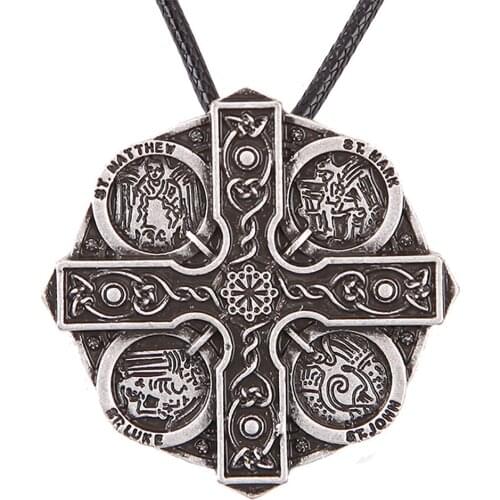 1pcs 4049 Kells Cross Pendant Necklace Four Saints Norse Vikings Amulet Pentacle Triskele Pendant Necklace Nordic Talisman