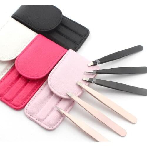 100sets 3Pcs set Stainless Steel Eyebrow Tweezer Set 9.6cm Slant Tip Point Tip Flat Tip Rose Tweezers For Hair Removal Face Beau