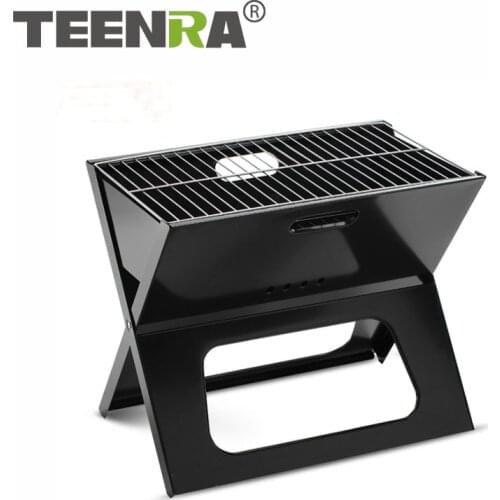 TEENRA Portable Barbecue Grill Foldable BBQ Grill Outdoor Charcoal BBQ Grill Camping Picnic Barbecue Accessories BBQ Tools