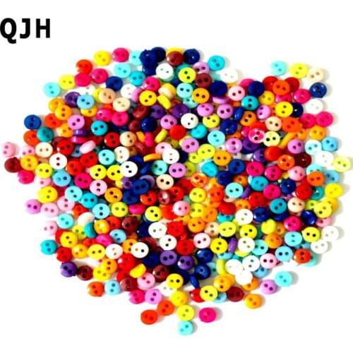 1000pcs 2 Holes 6mm mini round resin buttons Childrens handmade sewing accessories mixed colors cute Button DIY crafts material