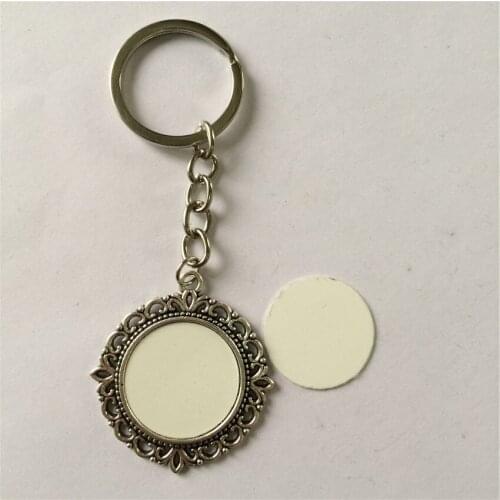 Blank keychains for sublimation retro vintage lace double side printed key ring jewelry thermal transfer printing gifts