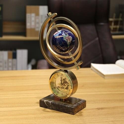 Luxury Gold Globe Ornament Office Decor Living Room Desktop Tv Cabinet With Clock Creative Marble Housewarming New Home Gift