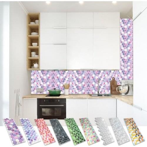 Funlife Self Adhesive Kitchen Foil Panel Bathroom Tile Sticker 3D Mosaic Wallpaper Peel Stick Backsplash Vinyl Waterproof Decor