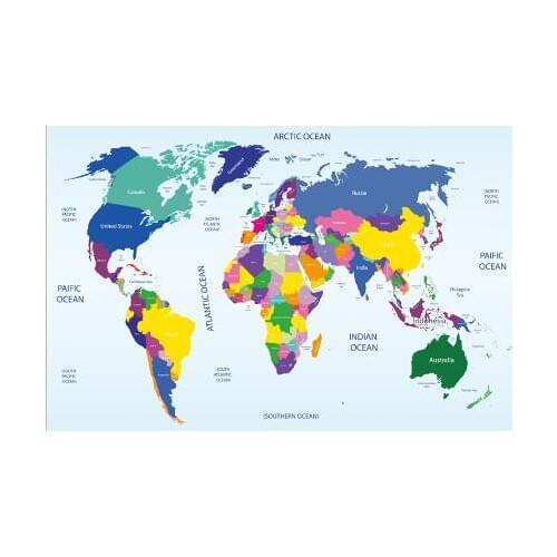 Map of The World Art print Silk poster Home Wall Decor