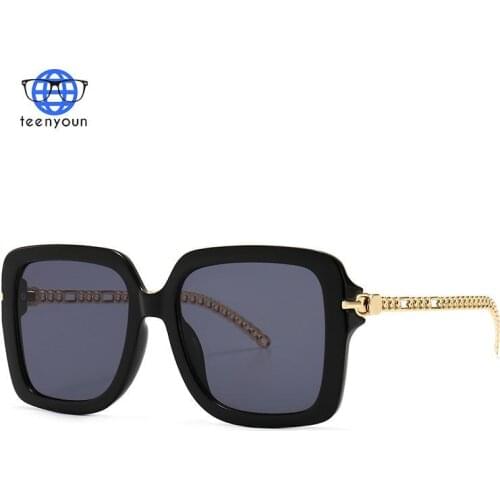 TEENYOUN New Square Metal Chain Sunglasses Men Brand Hot Selling Sun Glasses Women Vintage Oculos UV400 Oculos de so 2021