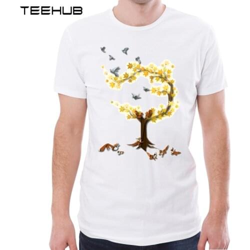 TEEHUB 2019 New Arrivals Mens Creative Paper Birds Squirrel Printed Short Sleeve T-Shirt Male Cool Tops Casual O-neck Soft Tee