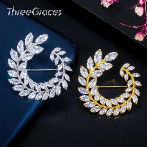 ThreeGraces Jewelry Gold Brooches For Clothes
