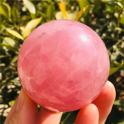Top! Natural Pink Rose Quartz sphere Crystal ball Healing Gemstone