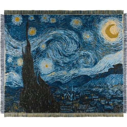 Van Gogh The Starry Night Blanket Woolen High Quality Sofa Throw Living Room Decoration Bed Spread Sheet Travel Mat