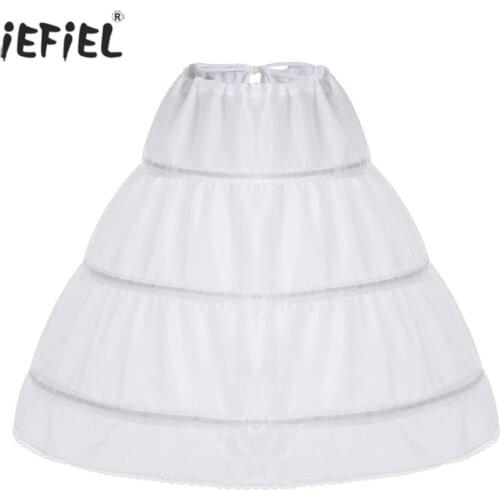 Kids Girl Tutu Skirts Petticoats Slip Flower Girls Wedding Dress Underskirt Accessories A-Line 3 Hoops One Layer Girl Petticoat