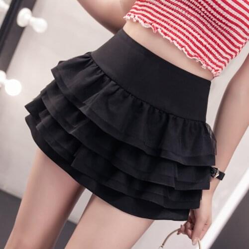 2020 Korean version of the new skirt womens high waist pleated puffy cake skirt anti-glare mini skirt DQ1236