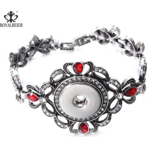 ROYALBEIER New Stainless Steel 18MM Jewelry DIY Snaps Fit 18mm Snap Button Bracelet Bohemia Style For Women Jewelry SZ0539