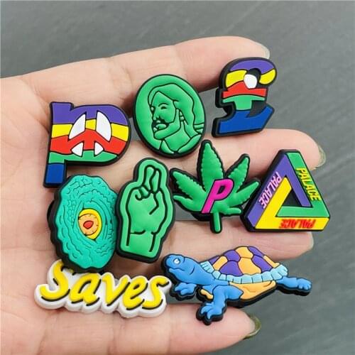 1Pcs Cartoon Animal Palace Turtle Green Eyes Shoe Accessories Shoe Charms Decoration Fit Croc Jibz Wristbands Kids X-mas Gift