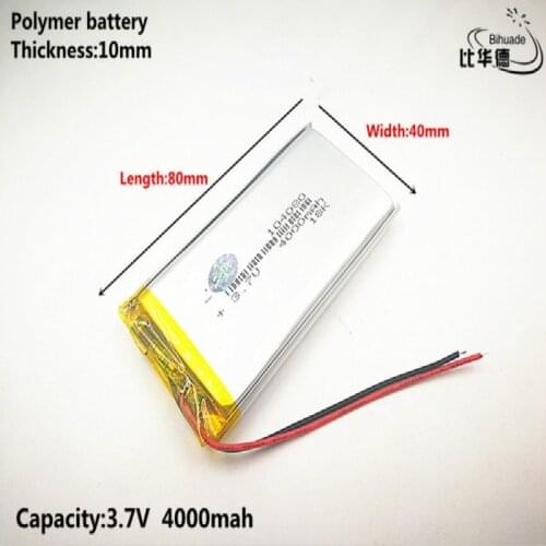 1pcs/lot Good Qulity 3.7V,4000mAH,104080 Polymer lithium ion / Li-ion battery for TOY,POWER BANK,GPS,mp3,mp4