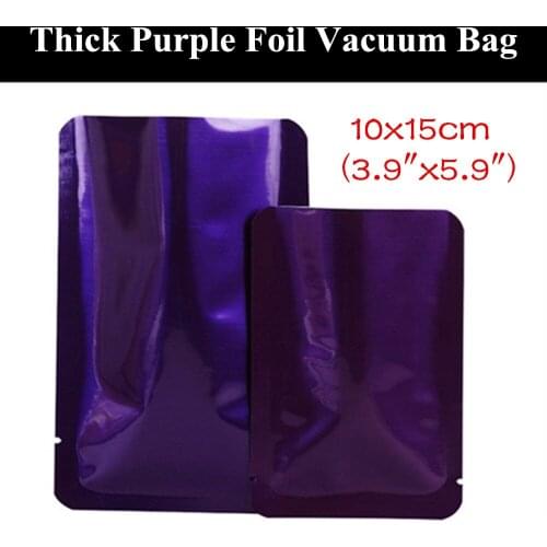 100pcs 10x15cm (3.9"x5.9") 180micron Deep Purple Aluminum Foil Open Top Bag Moisture-proof Heat Sealing Vacuum Packaging Bag