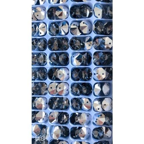 200pc Crystal Glass Octagonal Beads Grey Aluminiumn Chandelier Parts Lighting Chandelier Pendant Prism Parts Home Decor