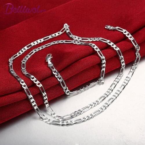 Silver Color Necklace Men Jewelry Boho Figaro Chain For Men & Womens 16 Inches 4mm Width Cheaper Items Wholesale Bulk Jewellery