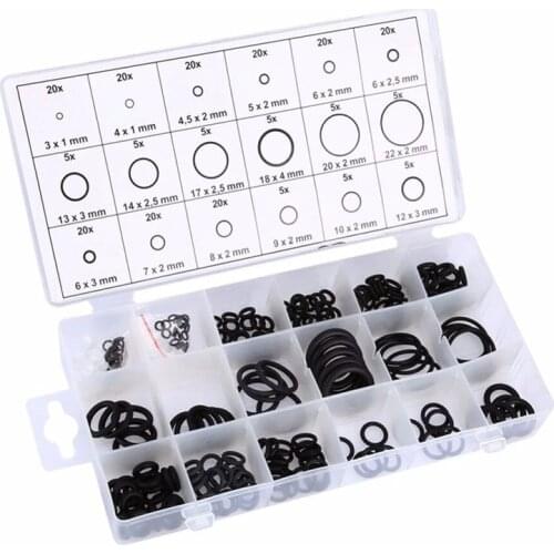 225pcs Rubber O-Ring Assortment Set Gasket Hydraulic Automotive Seal Kit