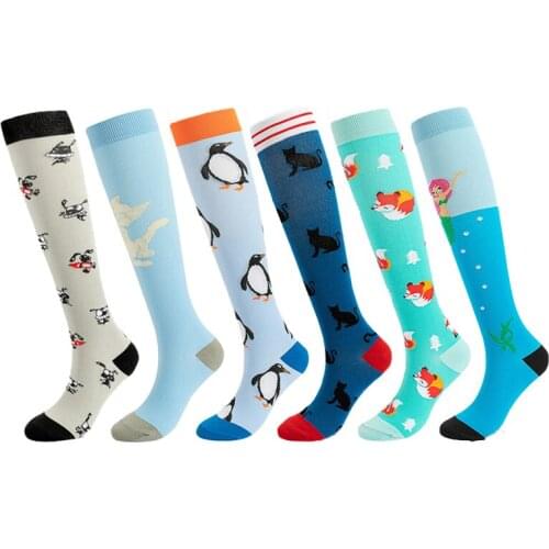 24 Styles Men Women Compression Socks Funnny Outdoor Running Cycling Long Pressure Stockings High Pregnancy Edema Recovery Socks