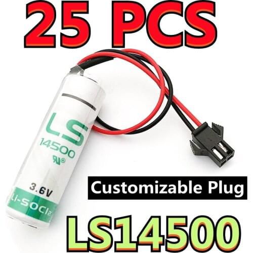 25PCS New Original For SAFT LS14500 AA 3.6V 2600mAh Industrial Lithium Battery PLC Batteries With Connectors (Customizable Plug)