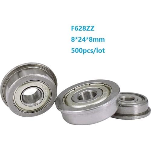 500pcs/lot F628ZZ F628Z F628 Z ZZ Bearings 8x24x8mm Flange Deep Groove Ball Bearing Miniature Mni 8*24*8mm F628-ZZ