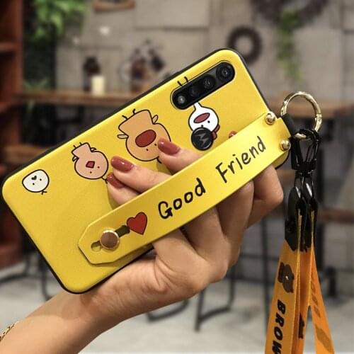 Lanyard Cartoon Phone Case For MOTO G Power For Girls Original Shockproof Durable Dirt-resistant