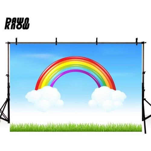 DAWNKNOW Rainbow Photography Background Newborn Blue Sky Photocall Photo Backdrop Personal Children Photo Shoot lv667