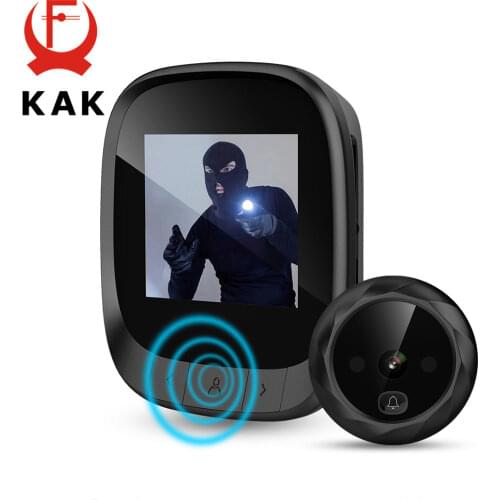 KAK 2.4" LCD Screen Electronic Door Viewer Bell IR Night Door Peephole Camera Photo Recording Digital Door Camera Smart Viewer