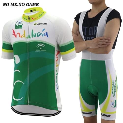 Spanish Team Cycling Jersey Men Short Sleeve Road Bicycle Racing Clothes Green mountain bike clothing GEL breathable PAD Shorts