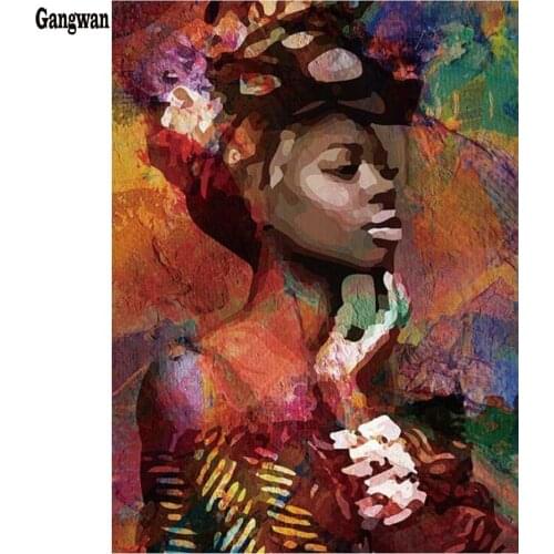 Home Decor paintings Diy Diamond Painting Cross Stitch 5D Full Diamond Embroidery African women Mosaic square round rhinestones