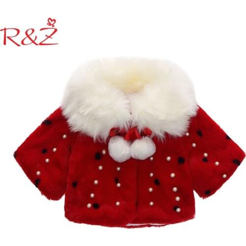 R&Z Baby Girls Coat 2019 Winter New Rabbit Pearl Cloak Korea Behalf Pearl Buttons Plus Cashmere Jacket for Babies Kids Clothes
