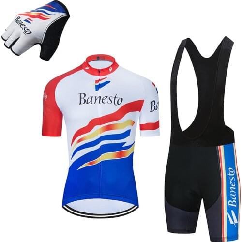 Value suit Banesto cycling suit and gloves combo set 9D cushion Cycling jerseys Set