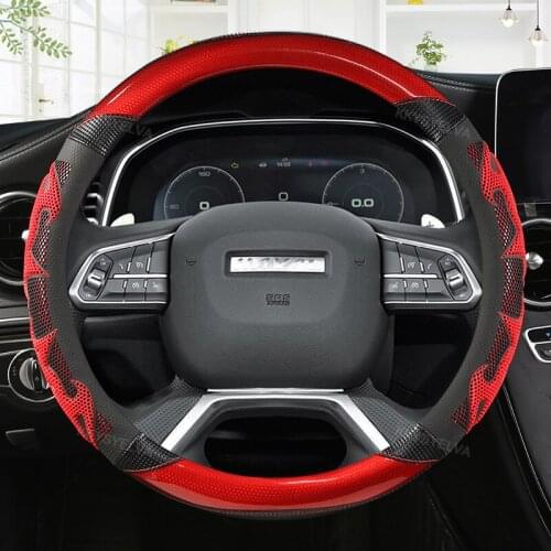 Carbon Fiber Leather Car Steering Wheel Cover 38cm For Haval H1 H2 M6 M4 H4 H5 H6 H3 H7 H8 H9 F5 F7 F7S Accessories