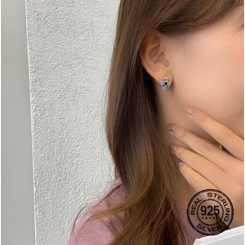 Cross Stud Earrings For Women 925 Sterling Silver Hot Sale Simple Retro Korean Fashion Hip Hop Men Girlfriend Jewelry INEFFA