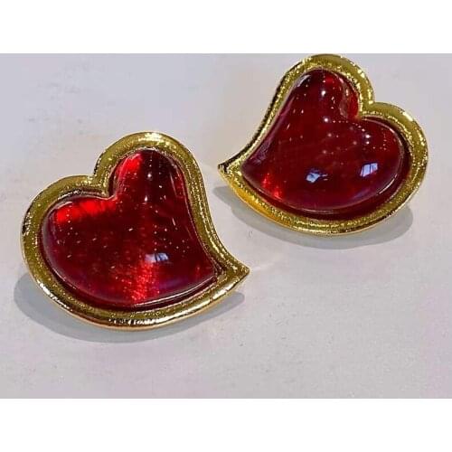 Fashion Jewelry Earrings Heart Red Crystal Design Earrings Top Quality Fashion Party Women Jewelry