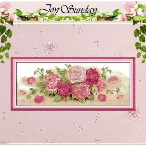 Pink Rose (2) Patterns Counted Cross Stitch 11CT 14CT Cross Stitch Set Wholesale Flower Cross-stitch Kit Embroidery Needlework