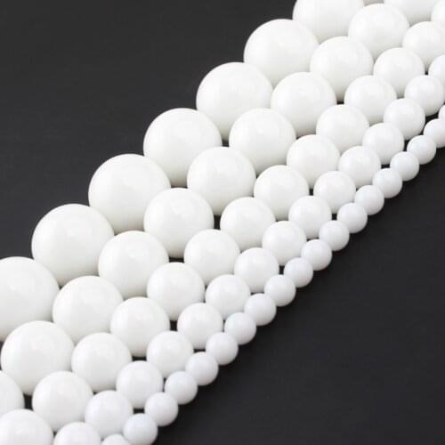Natural Stone Beads Tridacna Stone White Round Beads For Jewelry Making 15" Pick Size 4/6/8/10/12 mm -F00095