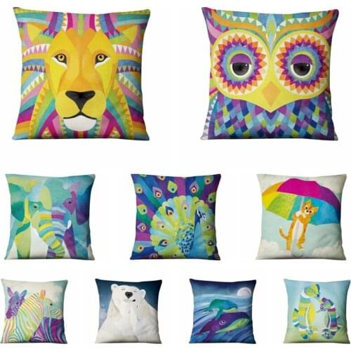 American Pop Animal Printed Pillowcase Abstract Geometric Cushion Decorative Pillows Home Decor Sofa Throw Pillow Almofada 45*45