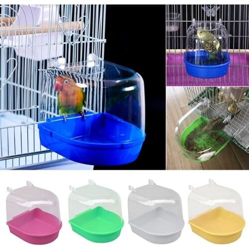 New Plastic Bird Parrot Bath Box Birds Shower Parakeet Hanging Birds Cages Bathtub Bird Bath Water Bath Tub Pet Bird Accessories