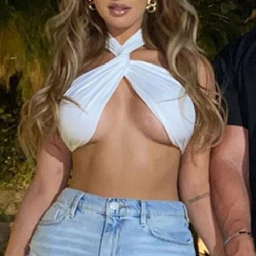 New Style Hollow Out Tank Top For Female Crop Tops Black Crossover Solid Clothes 2021 Sexy Short Fashion New Summer Streetwear