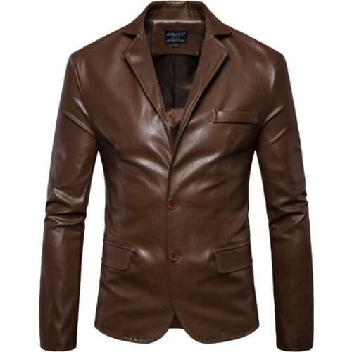 New Spring Blazer PU Jacket Men British Style Motorcycle Leather Jacket Male Autumn Slim Fit Leather Jackets Coats 5XL