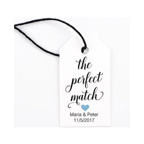 Personalized The Perfect Match wedding welcome gift engagement Party Favor Tags bridal shower Bachelorette booking Cards