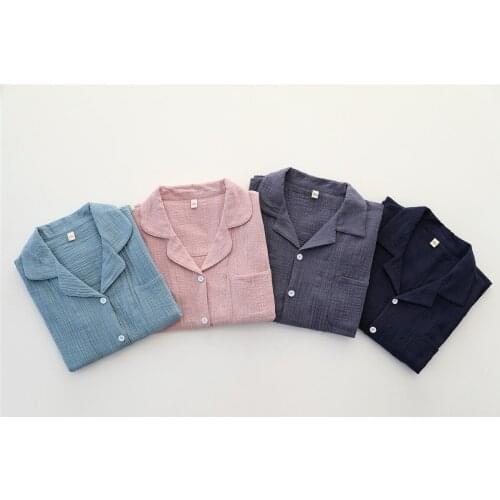 Shanghai Story Doube Sided Crepe Cotton Pajamas Set for Couple Short-Sleeve Japanese Style Sleepwear