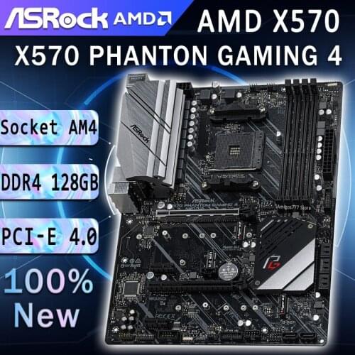 Socket AM4 ASRock X570 Phantom Gaming 4 Motherboard DDR4 128GB PCI-E 4.0 AMD Ryzen Gaming X570 Placa-mãe AM4 USB3.2 AMD X570