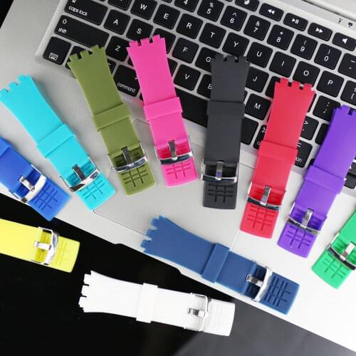 Rubber silicone strap mens pin buckle watch accessories for Swatch touch SURW100SURB100SURB105SURR103SURB101 sports watch strap