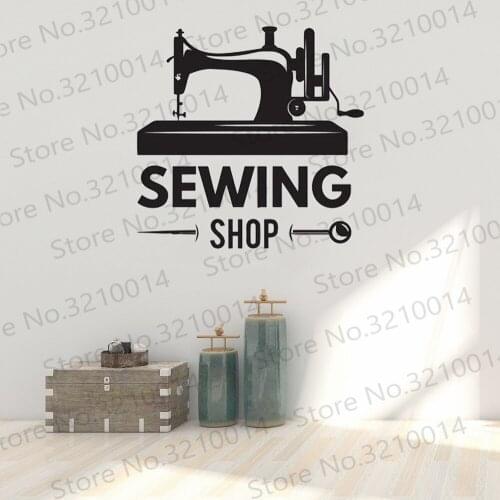 Sewing Machine Art Design Lifeline Wall Decal Sticker for sewing shop removable art mural wallpaper PW888